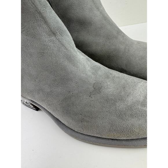 Nicholas Kirkwood Luna Booties 38.5 Gray Suede Pearl Heel Side Zip Ankle Boot - Picture 4 of 8